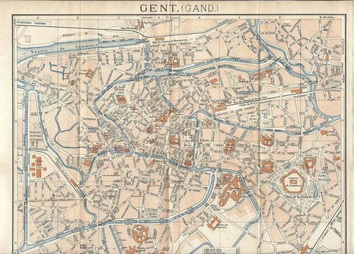 1911 - Gent / groot gedetailleerd stadsplan, Antiek en Kunst, Kunst | Etsen en Gravures, Verzenden
