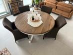 Eiken Tafel +  lederen stoelen, Huis en Inrichting, Ophalen, Zo goed als nieuw