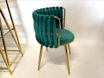 Groene gevlochten eetkamerstoelen topkwaliteit! Emerald beschikbaar voor biedingen