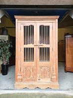 XL Antieke Indiase kast teakhout Boho vintage vitrinekast, Ophalen of Verzenden
