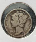 Zilveren One Dime 1938, Zilver, Ophalen of Verzenden, Losse munt, Noord-Amerika