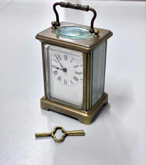 Antiek Antieke klok - Victorian Clock 1880 Brass Carriage, Antiek en Kunst, Antiek | Klokken, Ophalen of Verzenden