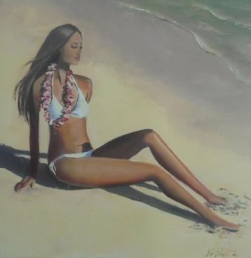 olieschilderij Hawaii (50x50x4cm dikte) 3D beschikbaar voor biedingen