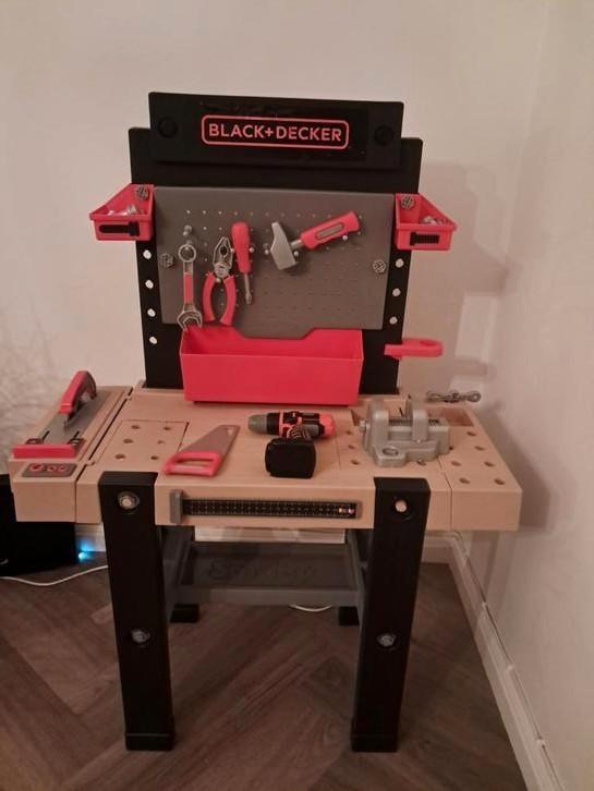 Smoby Black & Decker Bricolo werkbank + accessoires, Kinderen en Baby's, Speelgoed | Speeltafels, Zo goed als nieuw, Ophalen