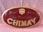 Placard en métal rouge-doré Chimay., Collections, Enlèvement ou Envoi, Utilisé, Panneau publicitaire