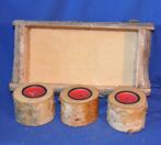 plateau + 3 bougeoirs  de table réalisation en bois, Maison & Meubles, Enlèvement ou Envoi, Rouge, Utilisé, Bois