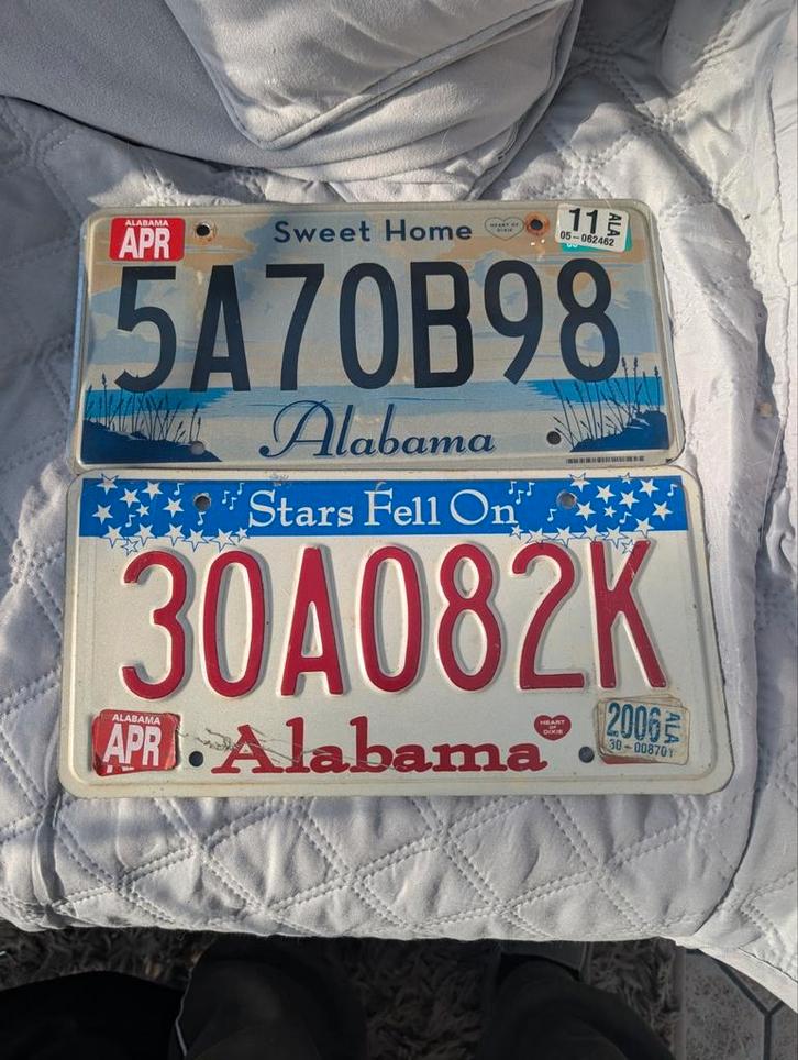 3 ALABAMA NUMMERPLATEN, Auto diversen, Kentekenplaathouders, Zo goed als nieuw, Ophalen of Verzenden