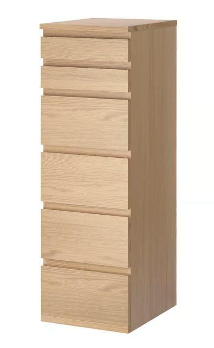 MALM ladekasten Ikea 6 lades met spiegel - 2 ST, Maison & Meubles, Armoires | Commodes, Utilisé, 100 à 150 cm, Moins de 50 cm