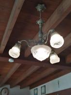 Tinnen luster, Huis en Inrichting, Ophalen, Gebruikt, Glas, Tin / antiek