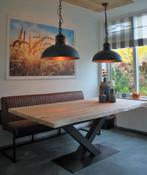 Eiken tafel , massief , blad 140 tot 300 cm