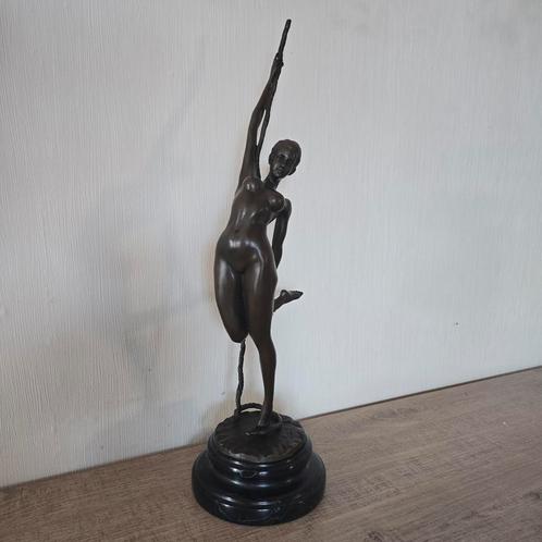 Bronzen beeld van Dansende vrouw met koord, Jean Patoué, Antiek en Kunst, Antiek | Brons en Koper, Brons, Ophalen of Verzenden