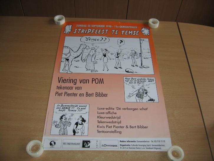 POM : Piet Pienter en Bert Bibber : Affiche stripfeest Temse, Boeken, Stripverhalen, Gelezen, Eén stripboek, Ophalen of Verzenden