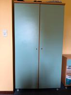 Armoire penderie bleue en bois clair, Ophalen, 100 tot 150 cm, Met hangruimte, 50 tot 75 cm