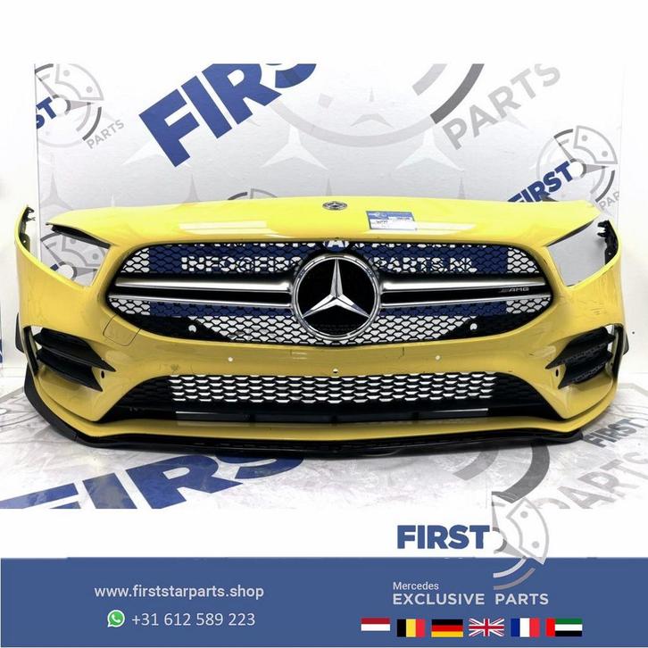W177 A KLASSE 2021 A35 PERFORMANCE AMG VOORBUMPER GEEL AERO, Auto-onderdelen, Carrosserie, Bumper, Mercedes-Benz, Voor, Gebruikt