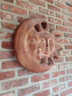 Prachtige terracotta muurdecoratie zon en maan., Tuin en Terras, Tuinwanddecoratie, Ophalen of Verzenden, Zo goed als nieuw