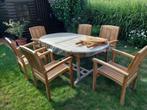 teak houten buitenmeubels tafel + 6 stoelen, Tuin en Terras, Tuintafels, Gebruikt, Hout, Ophalen, Ovaal