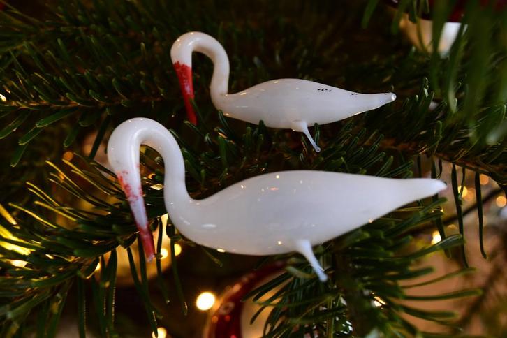 Antieke Kerstbal Ooievaar, Divers, Noël, Utilisé, Enlèvement