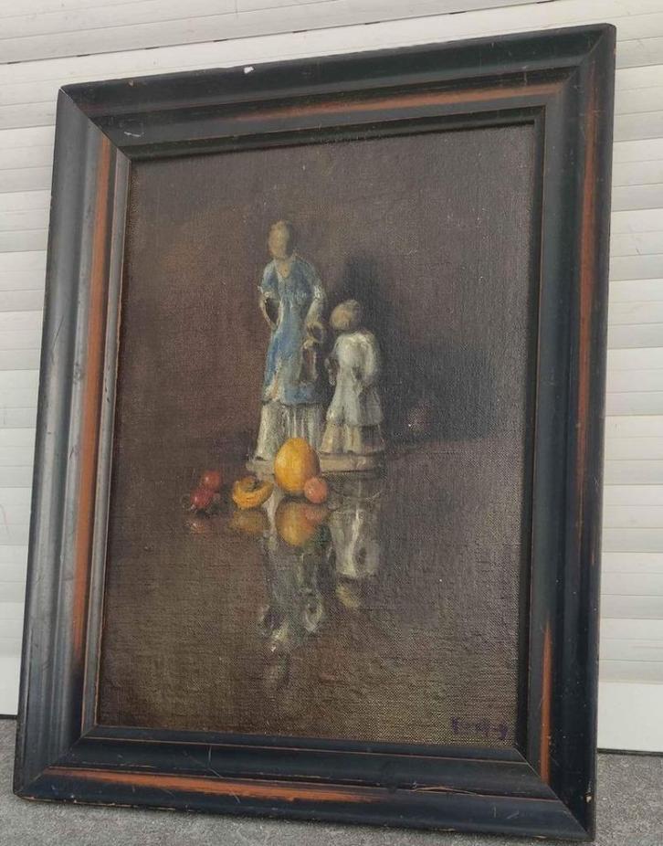 Huile sur panneau nature morte signe Godefroid vervish, Antiek en Kunst, Kunst | Schilderijen | Klassiek, Ophalen of Verzenden