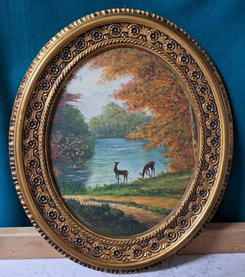 Olieverfschilderij in verguld kader beschikbaar voor biedingen