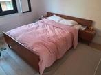 Vintage houten bed, Huis en Inrichting, Slaapkamer | Bedden, Ophalen, Zo goed als nieuw, Twijfelaar