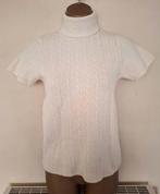 Roomwitte Kabeltrui met Rolkraag en Korte Mouwen - Merinowol, Enlèvement ou Envoi, Comme neuf, Taille 36 (S), Blanc