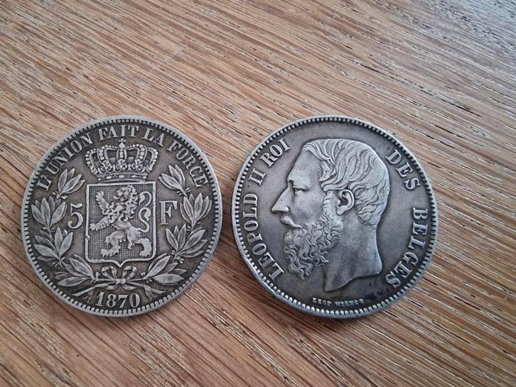 Pièce belge de 5 francs en argent du roi Léopold II, Timbres & Monnaies, Monnaies | Belgique, Enlèvement ou Envoi