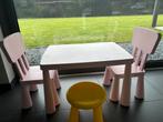 IKEA Mammut kindertafel roze + 2 stoelen, Enlèvement, Comme neuf, Chaise(s)