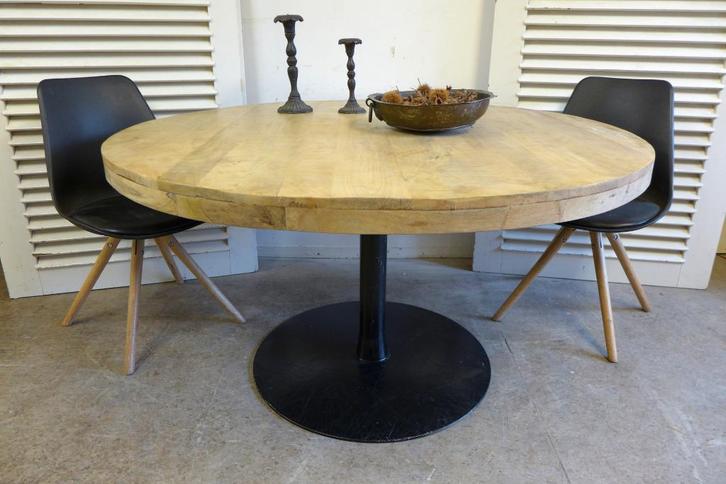 Belle table ronde noire en mango 140 cm, Maison & Meubles, Tables | Tables à manger, Comme neuf, 100 à 150 cm, 100 à 150 cm, Cinq personnes ou plus