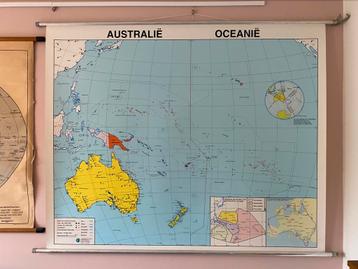 Oude schoolkaart  Australië Oceanië beschikbaar voor biedingen