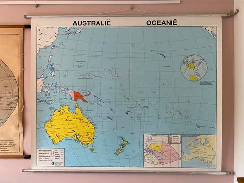 Oude schoolkaart  Australië Oceanië, Huis en Inrichting, Overige Huis en Inrichting, Zo goed als nieuw, Ophalen