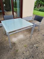 Tuintafel met stoelen, goede staat, Jardin & Terrasse, Tables de jardin, Enlèvement, Utilisé, Carré, Aluminium