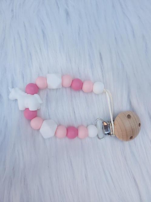 Speenkoord Unicorn wit roze, Kinderen en Baby's, Kraamcadeaus en Geboorteborden, Nieuw, Kraamcadeau, Verzenden