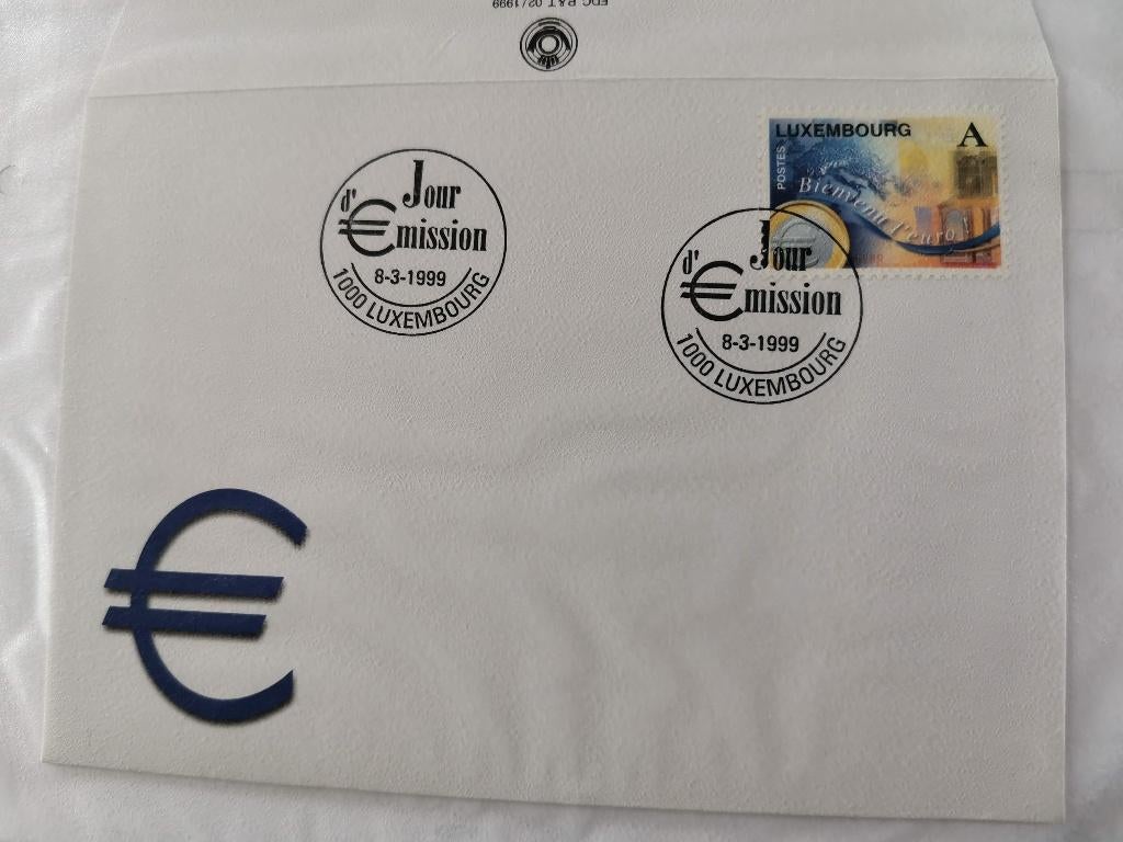 Luxembourg 1999 - FDC - pièce en euro, carte, Enlèvement ou Envoi, Luxembourg, Affranchi