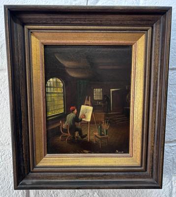 Schilderij "De Kunstenaar in zijn Atelier" - Gesigneerd beschikbaar voor biedingen
