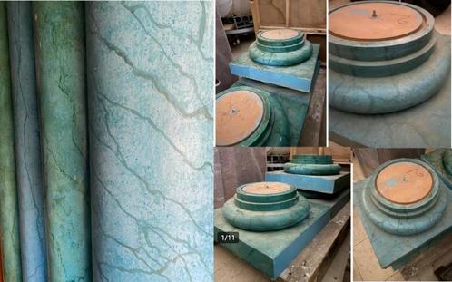 Oude Zuilen gemarmerd marmer techniek polyester hout 300cm, Huis en Inrichting, Woonaccessoires | Zuilen en Pilaren, Zo goed als nieuw