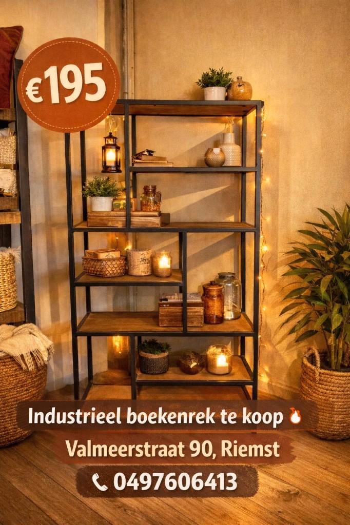 boekenrek industrieël, Huis en Inrichting, Kasten | Boekenkasten, Nieuw, 50 tot 100 cm, 150 tot 200 cm, 25 tot 50 cm, Met plank(en)