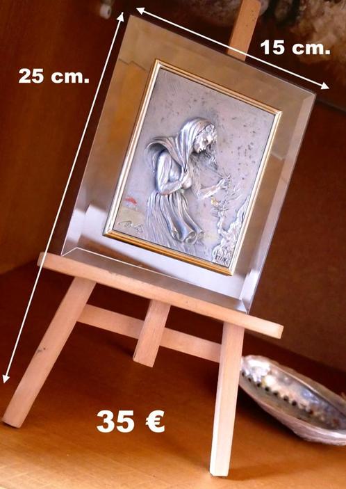 Elegant sierlijstje tin op geslepen glas 35 €, Antiquités & Art, Antiquités | Verre & Cristal, Enlèvement