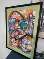 Professioneel ingekaderd kleurrijk schilderij van Lanzarote, Ophalen of Verzenden