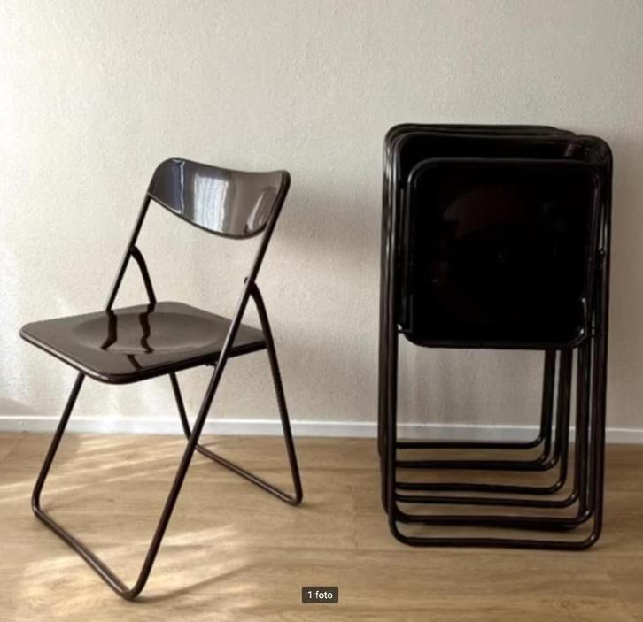 Ikea TED Klapstoel Zwart Vintage Retro Gammelgaard Niels, Tuin en Terras, Tuinstoelen, Gebruikt, Ophalen of Verzenden