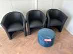 3 lederen kuipzetzltjes p’us Fatboy poef, Ophalen, Gebruikt, Zwart, Drie