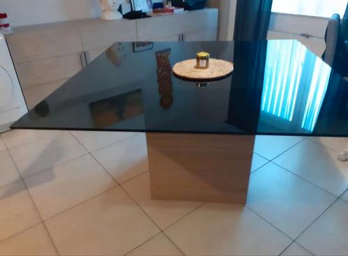 Eettafel met glas, Huis en Inrichting, Tafels | Eettafels, Zo goed als nieuw, Glas, Ophalen