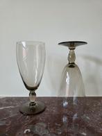 Vintage rookglas voetglazen, Enlèvement ou Envoi, Comme neuf, Verre, Verre ou Verres
