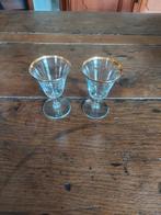 2 kleine glaasjes met gouden rand te koop, Verzamelen, Glas en Drinkglazen, Ophalen
