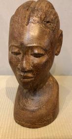 Oud houten Afrikaanse hoofd vrouw, Antiek en Kunst, Curiosa en Brocante, Ophalen of Verzenden