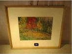 Mooi Geschilderd Aquarel 'Herfst in het Bos' - Gesigneerd, Antiek en Kunst, Ophalen of Verzenden