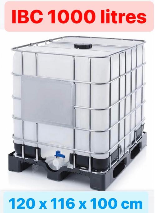 Complete Cubi IBC-tanktank van 1000 l (met kooi en pallet), Tuin en Terras, Regentonnen, Gebruikt, Kunststof, 150 liter of meer