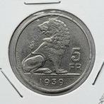 Belgique 5 francs 1939 VL/FR (587), Enlèvement ou Envoi, Monnaie en vrac