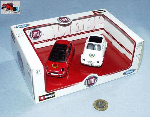 Coffret Bburago : Set 2 x Fiat 500 (Rouge et Blanc) 50 ans, Hobby & Loisirs créatifs, Voitures miniatures | 1:43, Neuf, Voiture