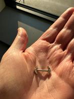 Tepelpiercing echt goud met kristalwitte steentjes, Handtassen en Accessoires, Piercings, Ophalen of Verzenden, Gebruikt, Goud