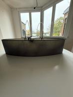 Muisgrijze elliptische lamp, Huis en Inrichting, Lampen | Hanglampen, Ophalen, Gebruikt, 50 tot 75 cm, Scandinave